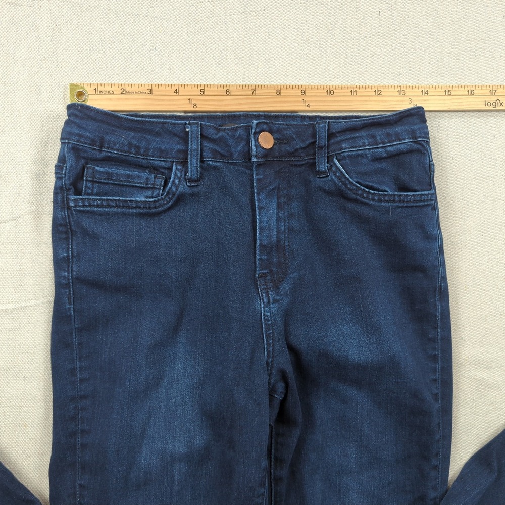 Flying Monkey Jeans Womens 27 Blue High Rise Flare Stretch Distressed Frayed - Picture 7 of 15